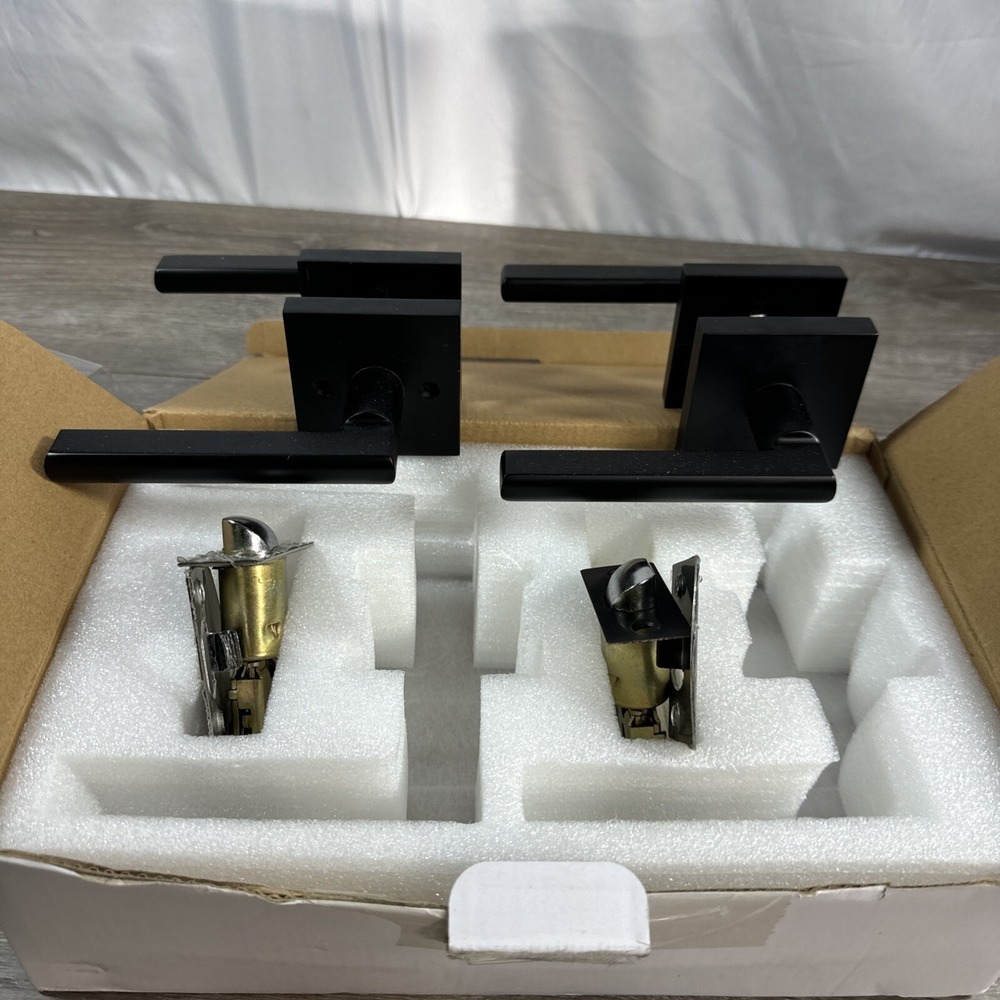 Passage Door Lever Handle Combo 2 Pack Modern Signstek 12-80-01-0077 Black New
